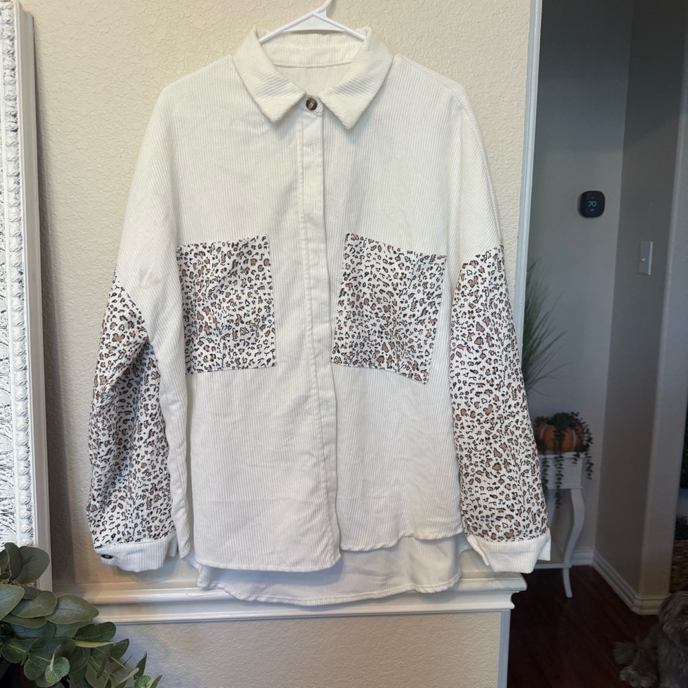 XL shein Leopard Print Button Down Jacket - Picture 10 of 14